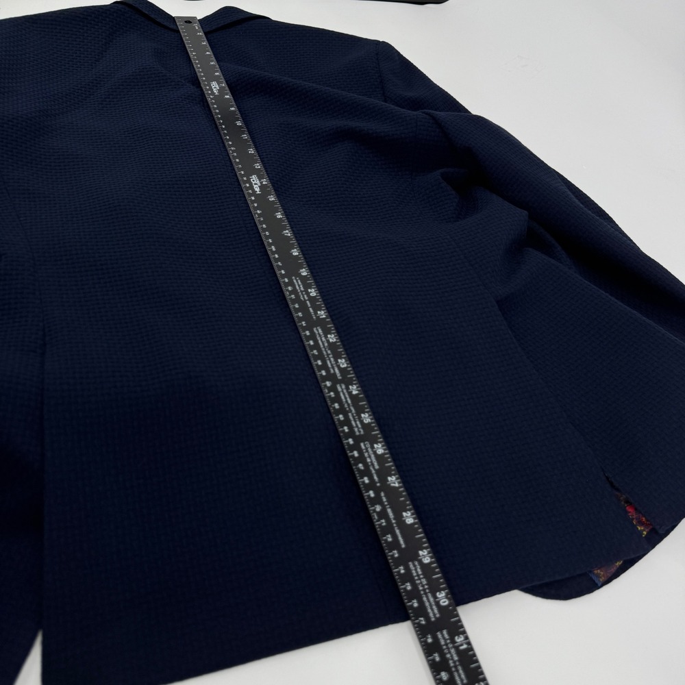 Tailorbyrd Collection Navy Blue Waffle Knit Blazer Sport Coat 40R Paisley Lining - Picture 11 of 12